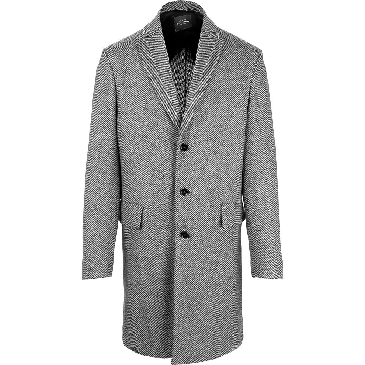 Dolce & Gabbana Gray Long Cashmere Coat Jacket in Black for Men Mens Coats Dolce & Gabbana Coats Save 20% 