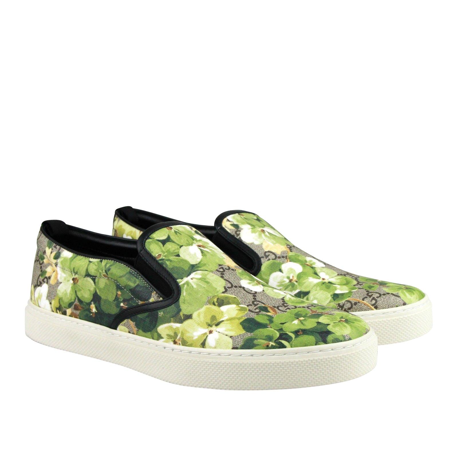 Gucci Bloom Flower Print Supreme gg Canvas Slip Sneakers 407362 8961 in  Green for Men - Save 2% | Lyst
