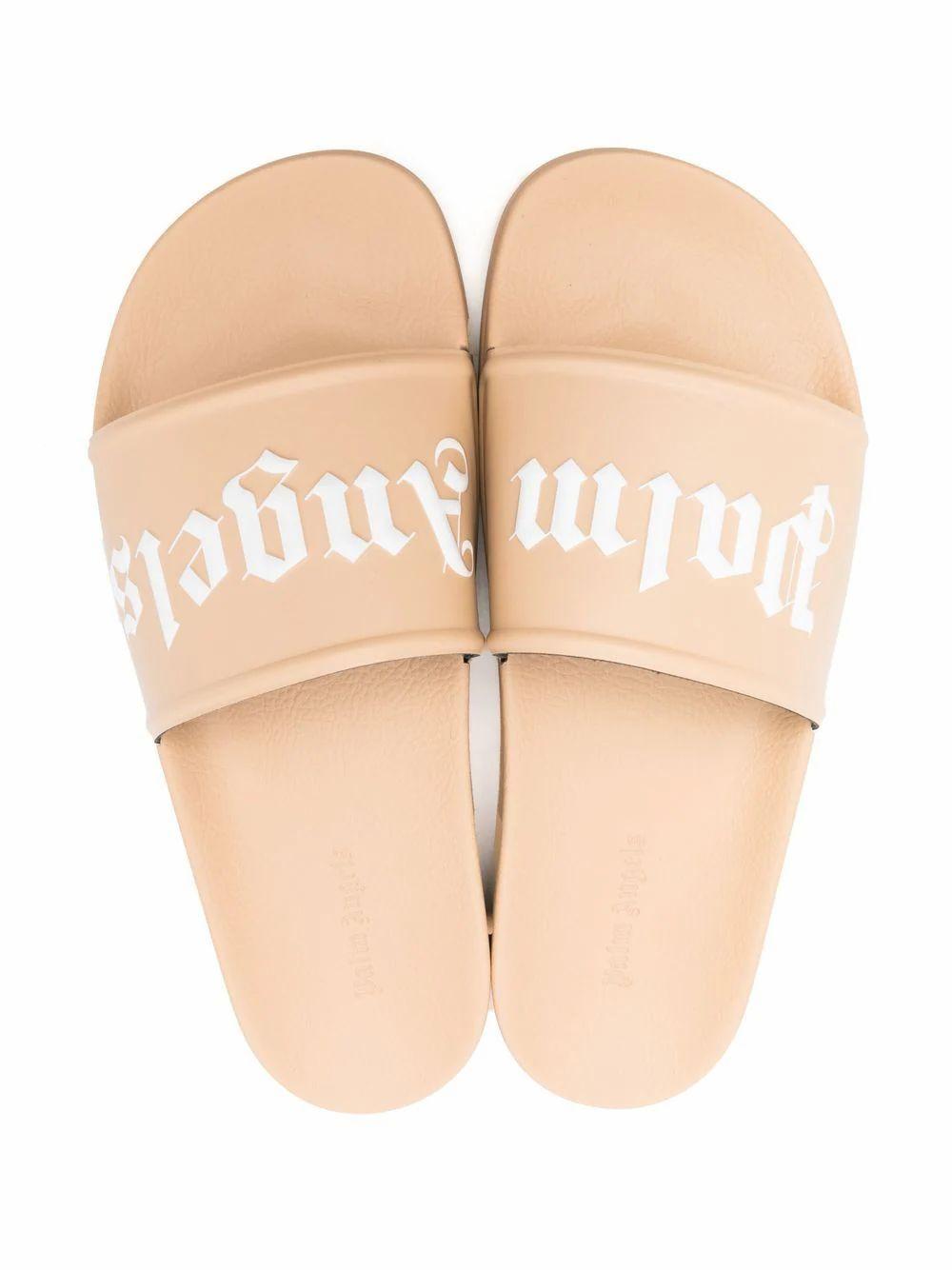 Palm Angels Logo-print Slides Beige 