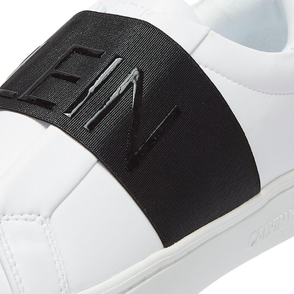 calvin klein jeans cupsole elasticated womens white trainers
