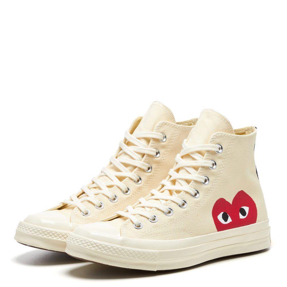 comme de garcon white high tops