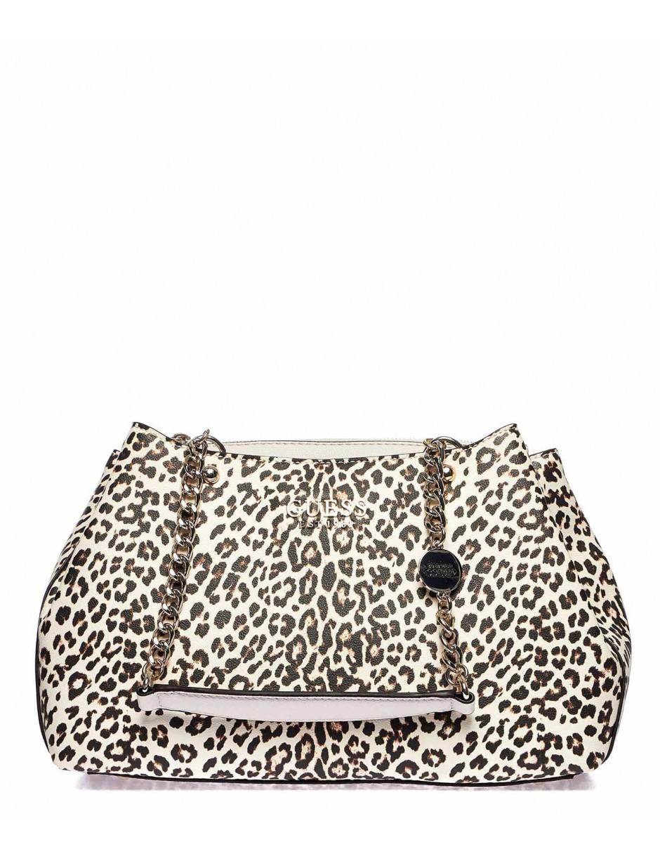 Guess Hand Bag With Animal Print 'lorenna' in Brown - Lyst