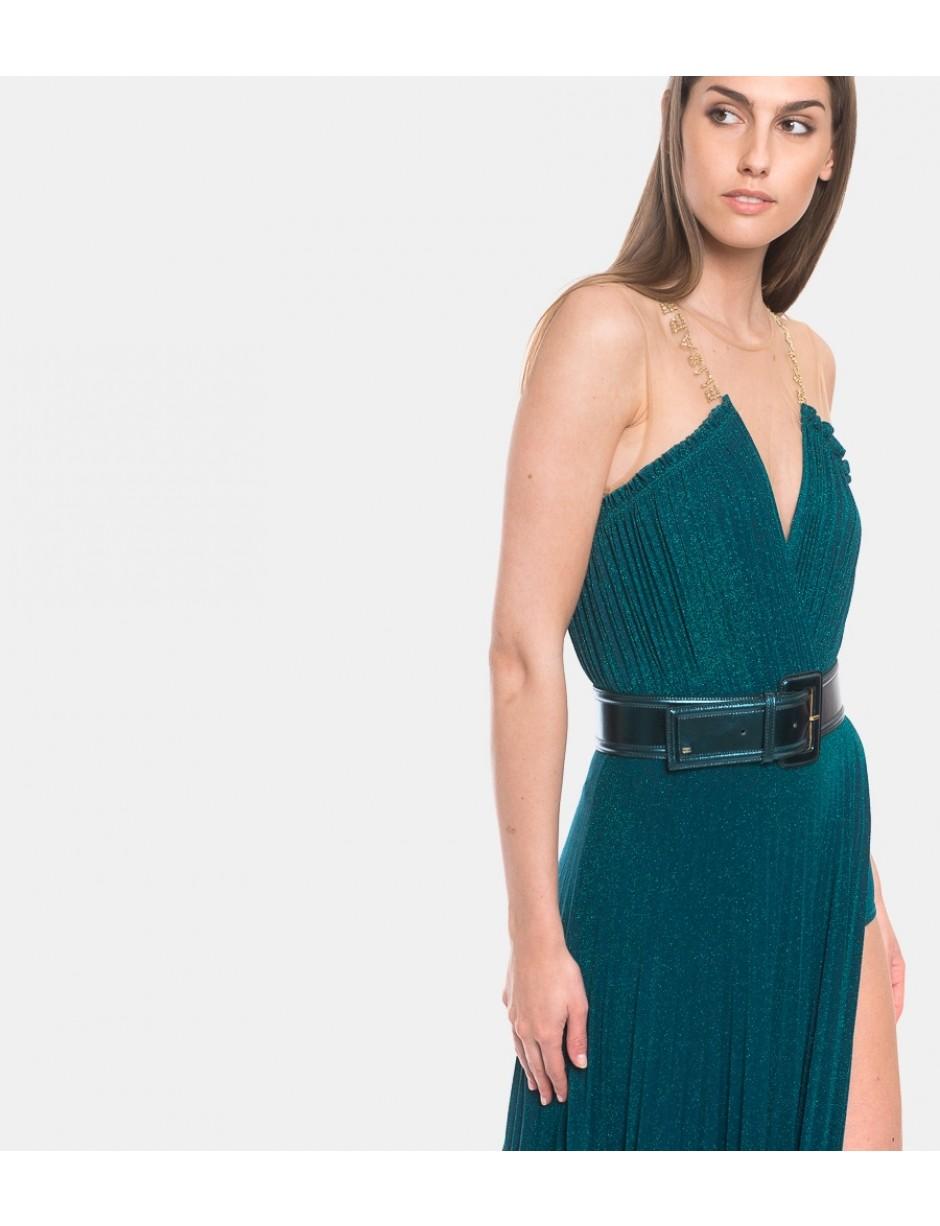 Elisabetta Franchi Abito Lungo Color Ottanio in Blue | Lyst