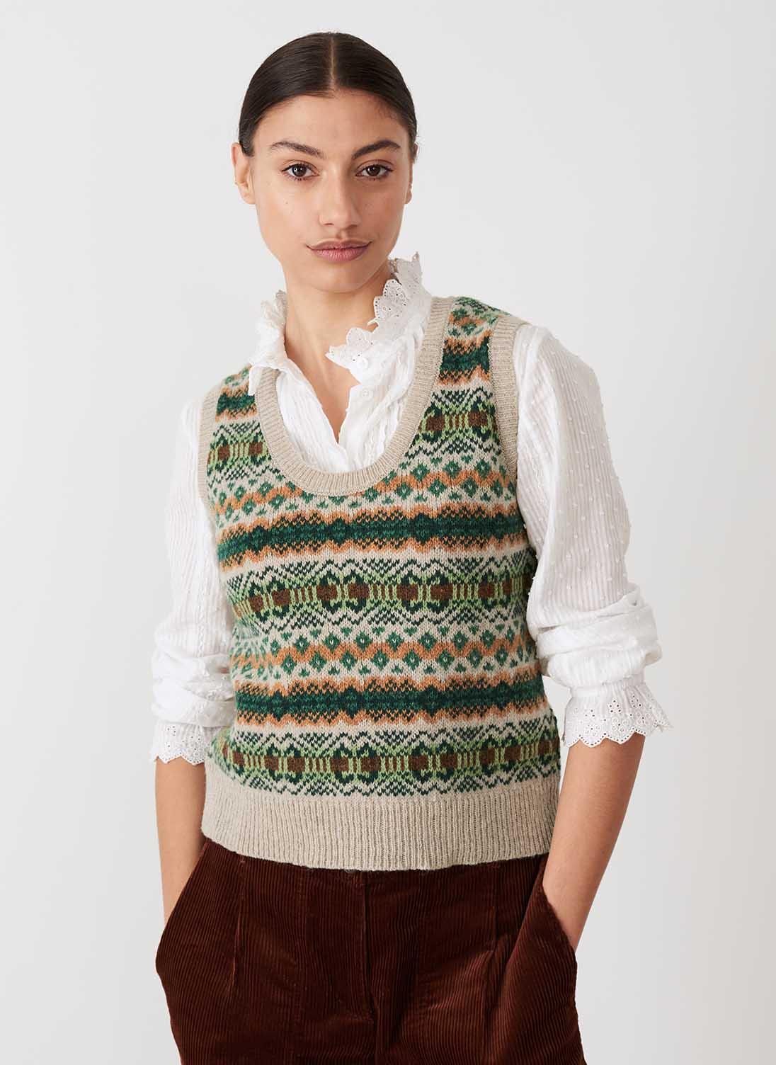 Brora Wool Fair Isle Tank | Lyst