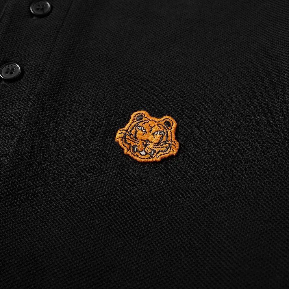 Kenzo Mens Tiger Crest Regular Fit Black Polo Shirt 