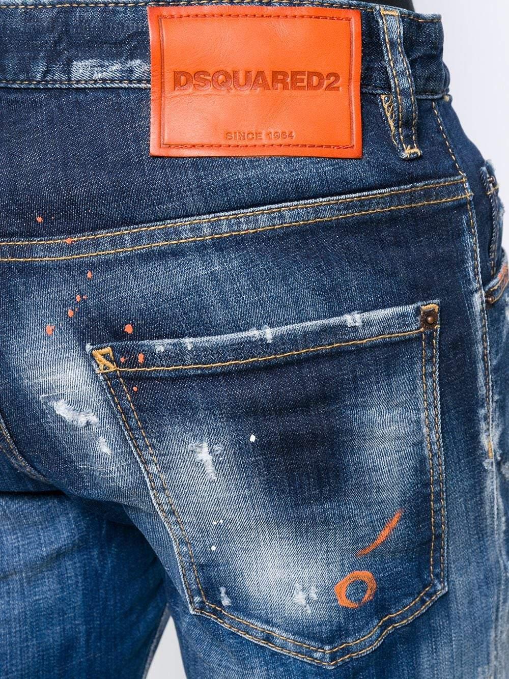 DSquared² Denim Orange Logo Patch Jeans With Paint Splatter in Blue for Men  - Save 3% | Lyst