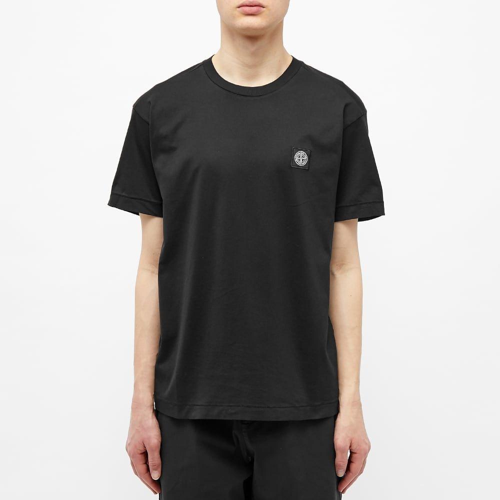 stone island garment dyed patch logo tee
