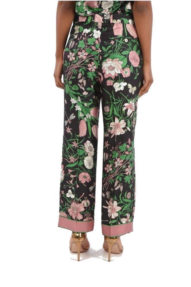 Gucci Silk Floral Trousers in Black | Lyst