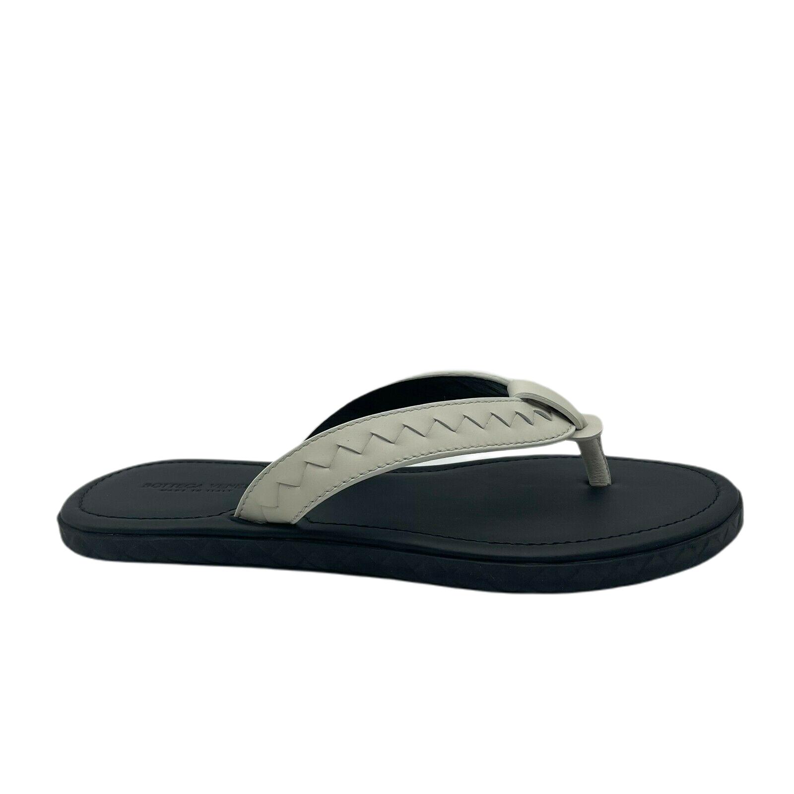 Bottega Veneta White/black Leather Thong Sandal 40/us 7 629252 
