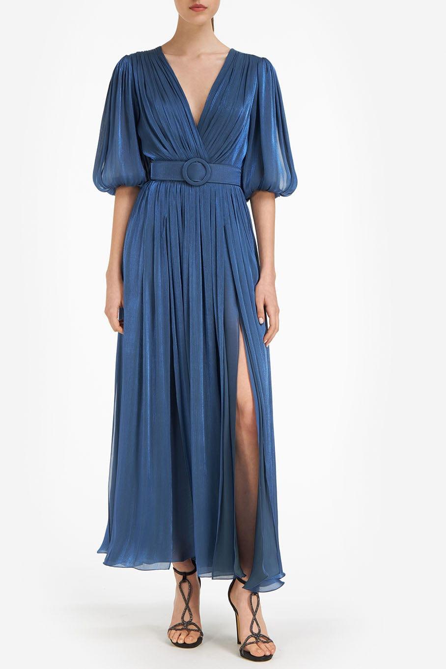 costarellos-brennie-lurex-georgette-midi-dress-in-blue-lyst