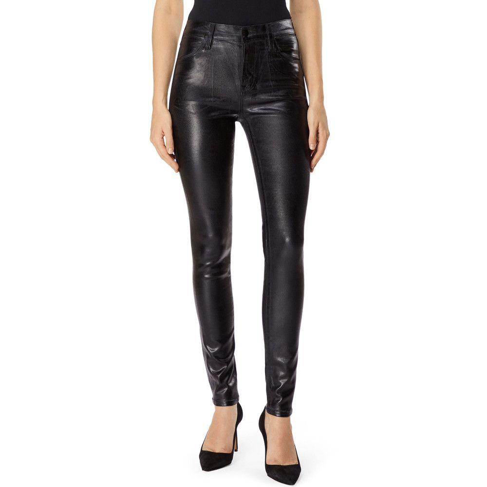 J Brand Denim Maria High Rise Coated Skinny Jeans Galactic Black Lyst