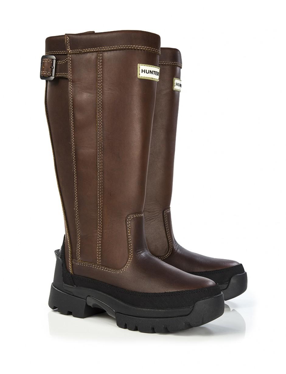 Hunter Women's Balmoral Leather Wellington Boots In Brown - Lyst