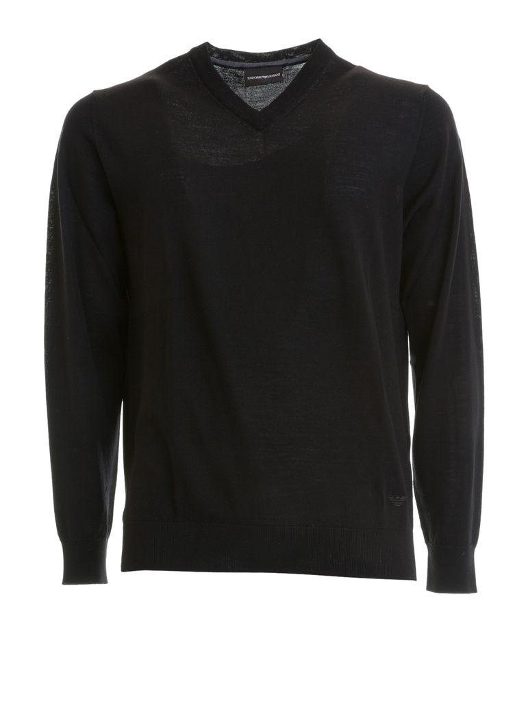 Emporio Armani V-neck Pullover in Black for Men - Lyst