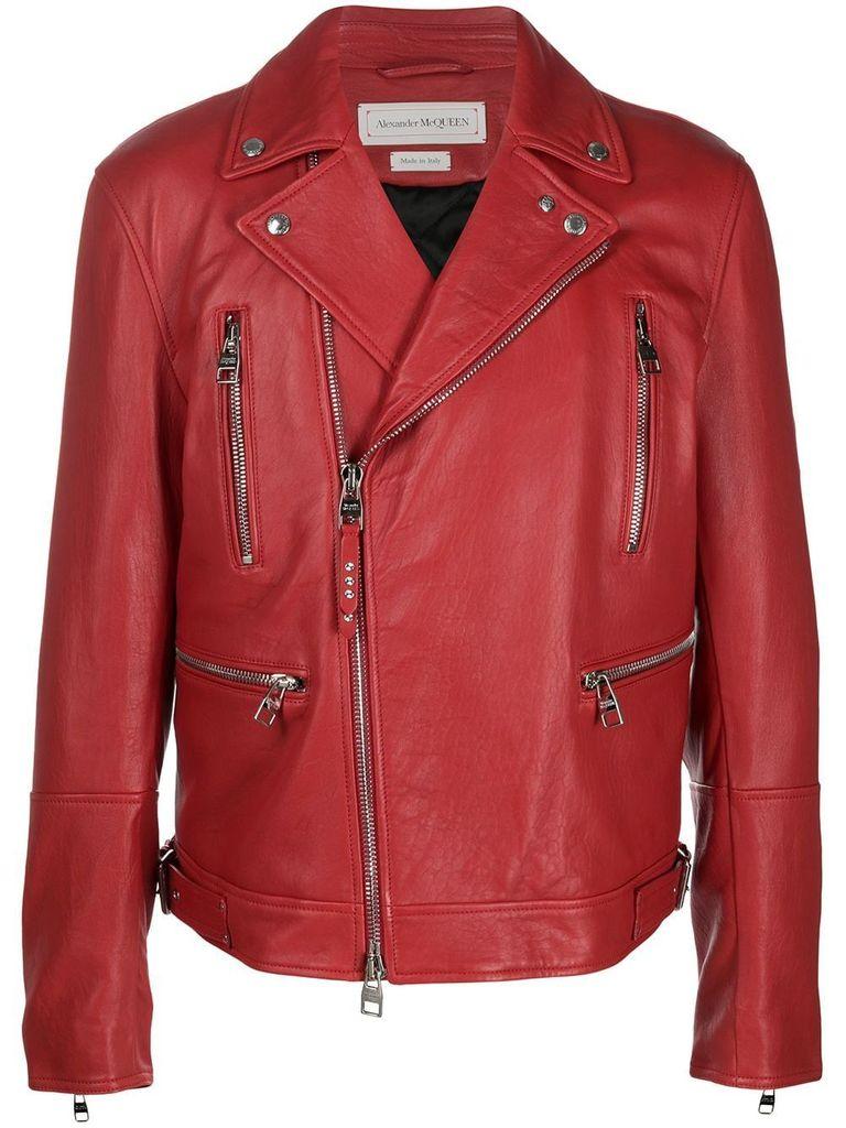alexander mcqueen red leather jacket