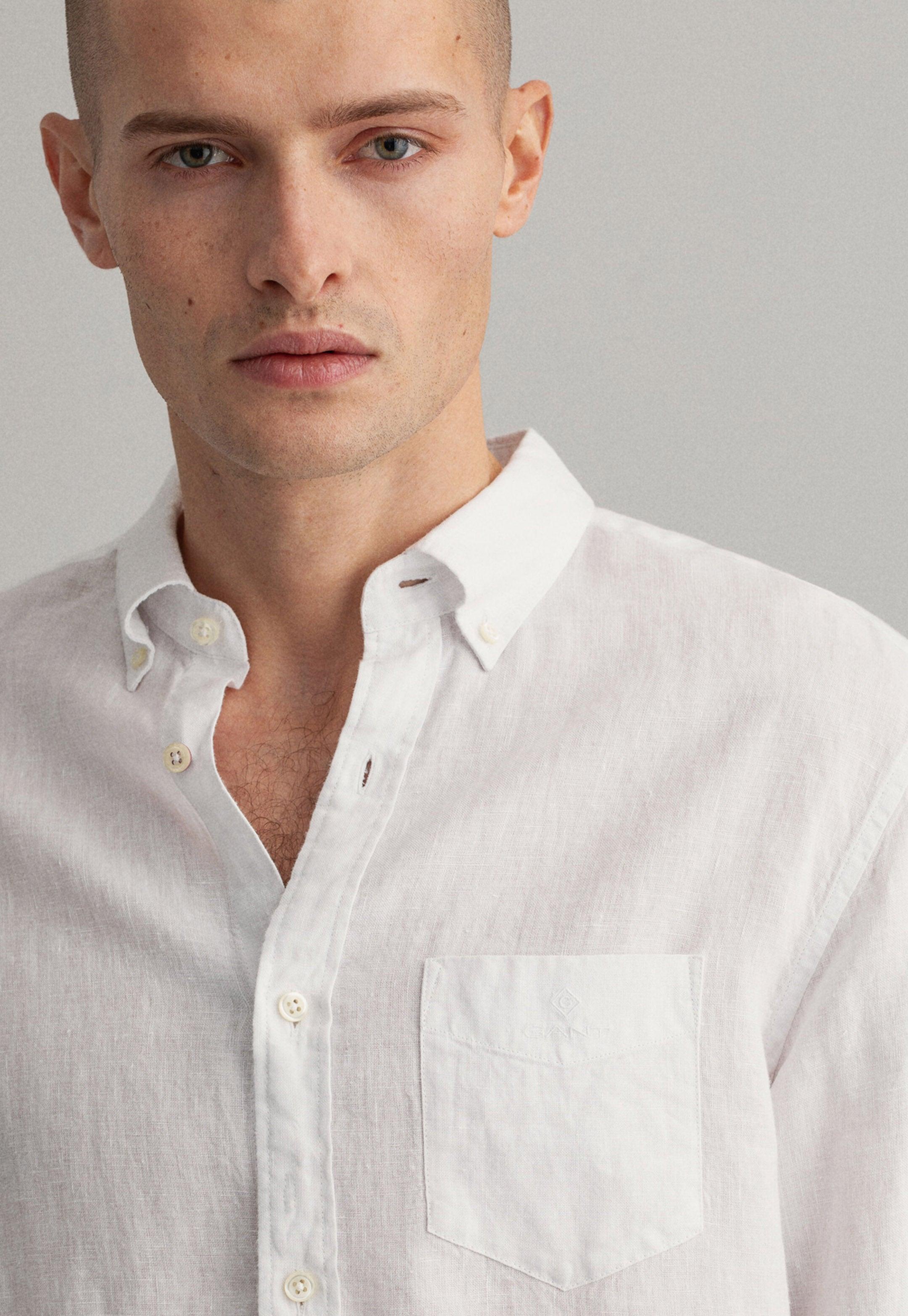 GANT Regular Fit Linen Shirt 3012420 110 in White for Men | Lyst
