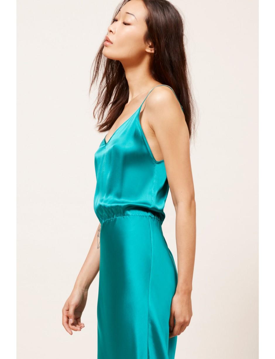 turquoise silk dress