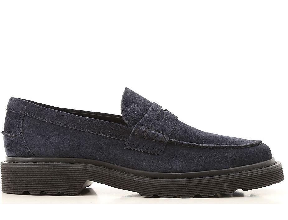 Tod's Suede Mocassino Carrarmato 84b Chunky Loafers in Blue for Men - Lyst