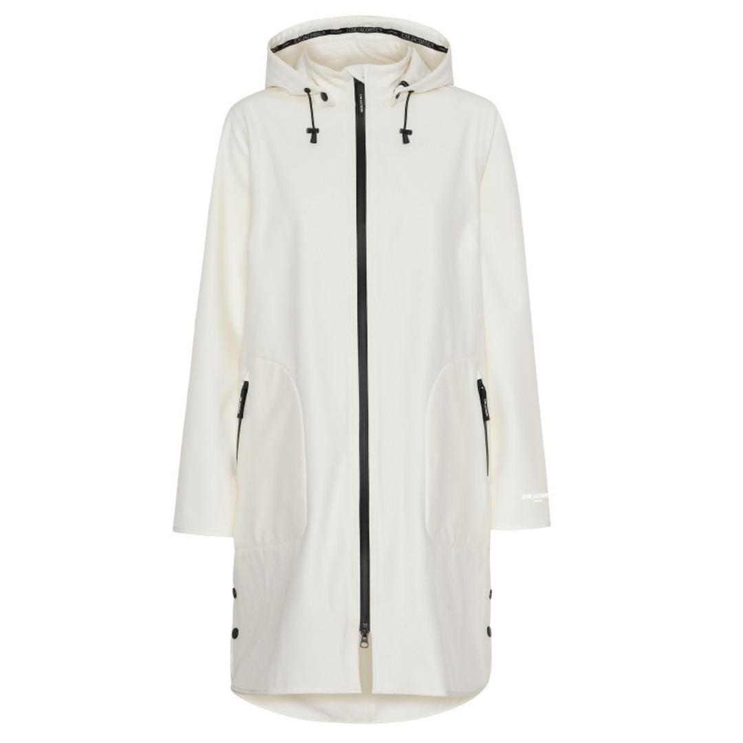 white rain jacket