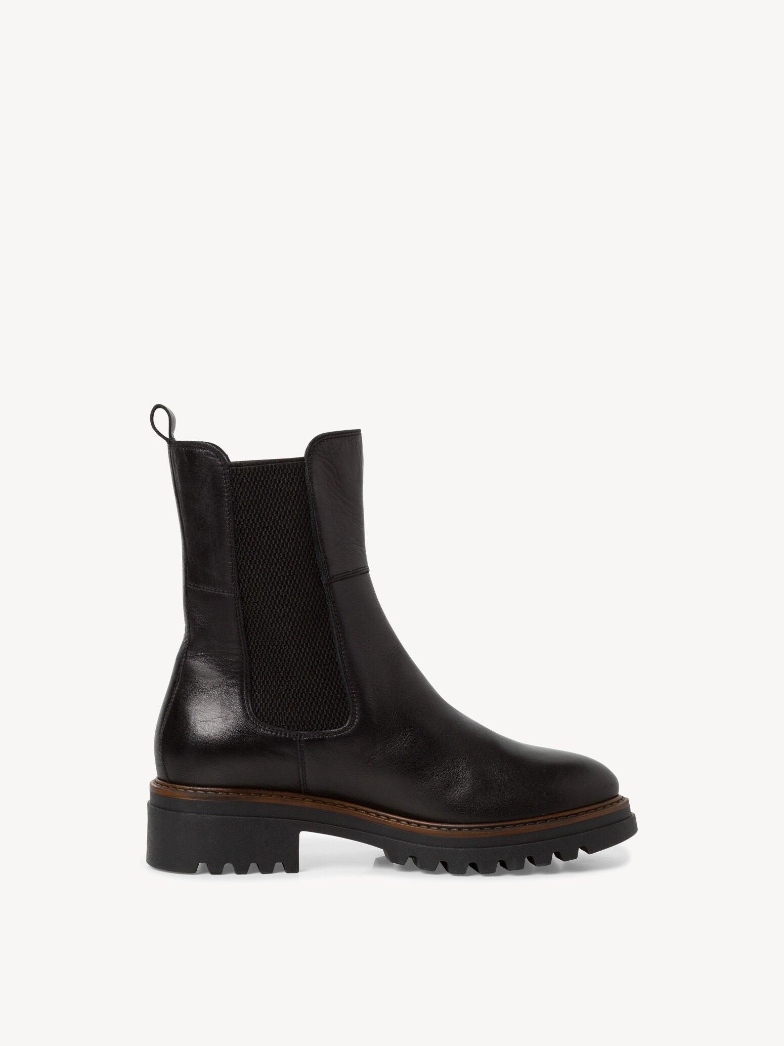 Tamaris Leather Laceless Boots in Black | Lyst
