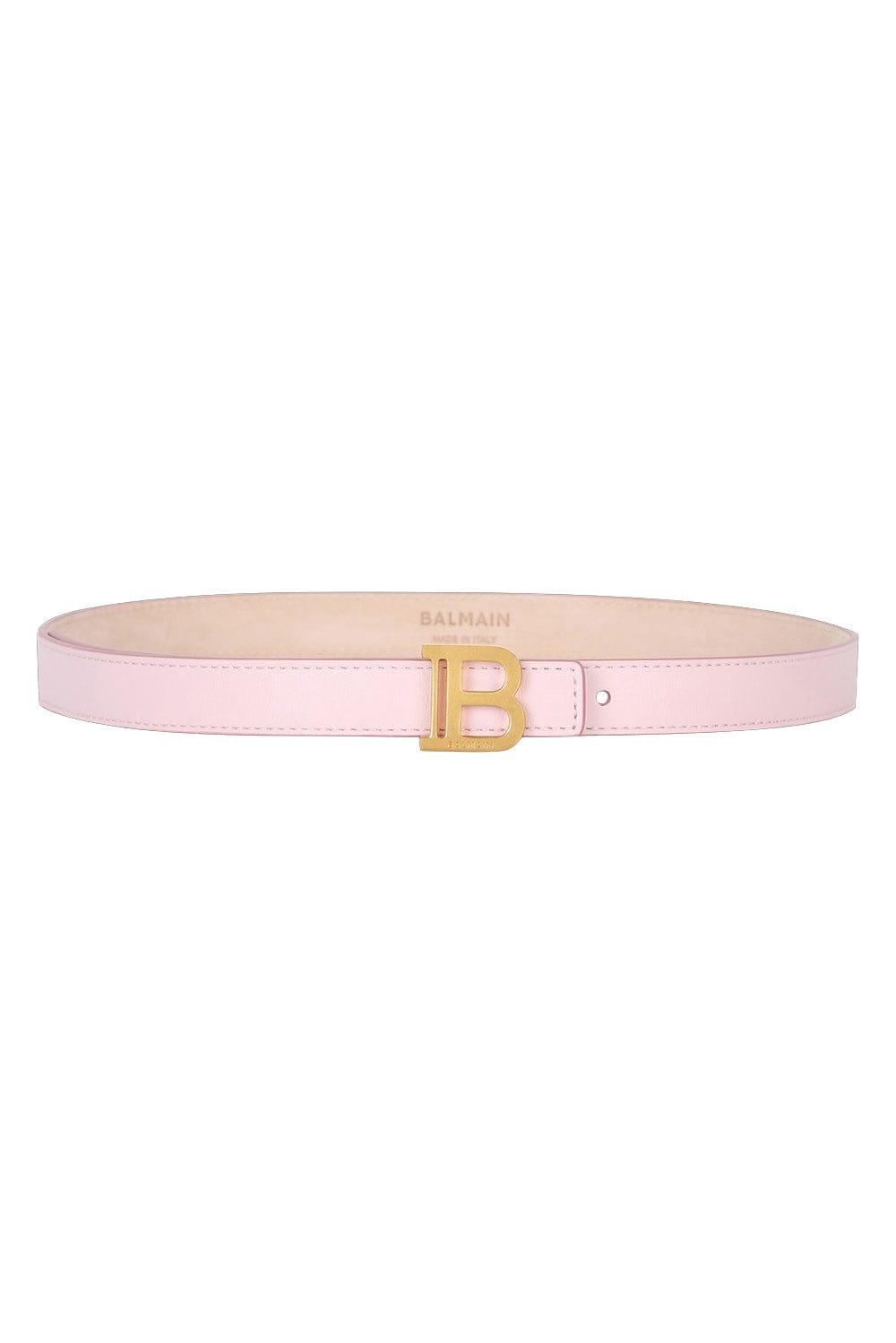 Balmain Leather Thin B Belt - Rose in 