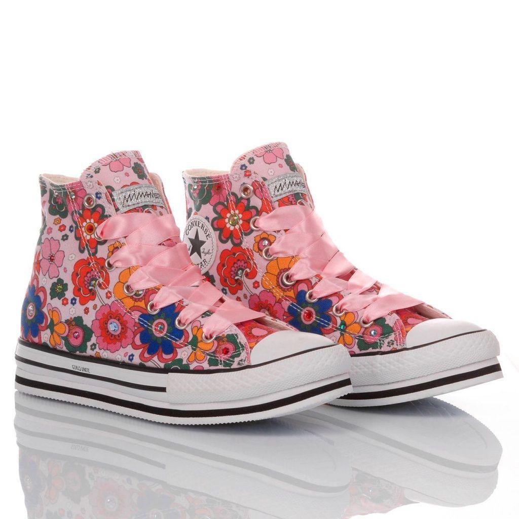 converse platform sneakers pink