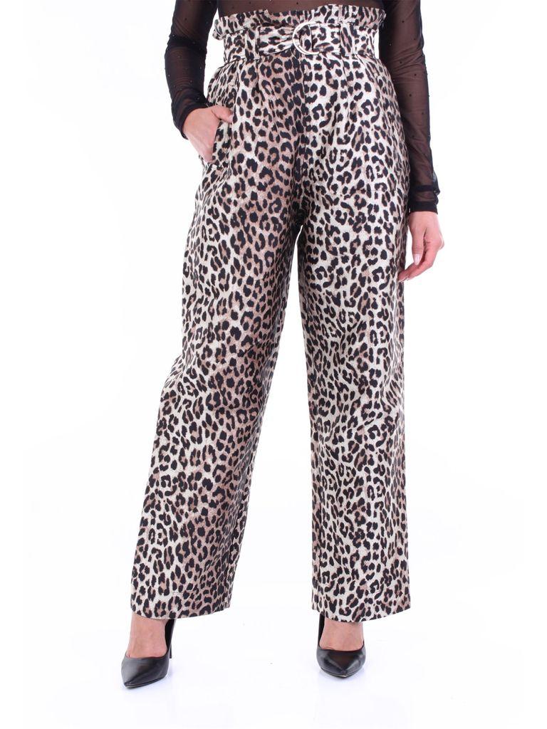 Ganni Leopard-print Cropped Trousers - Lyst
