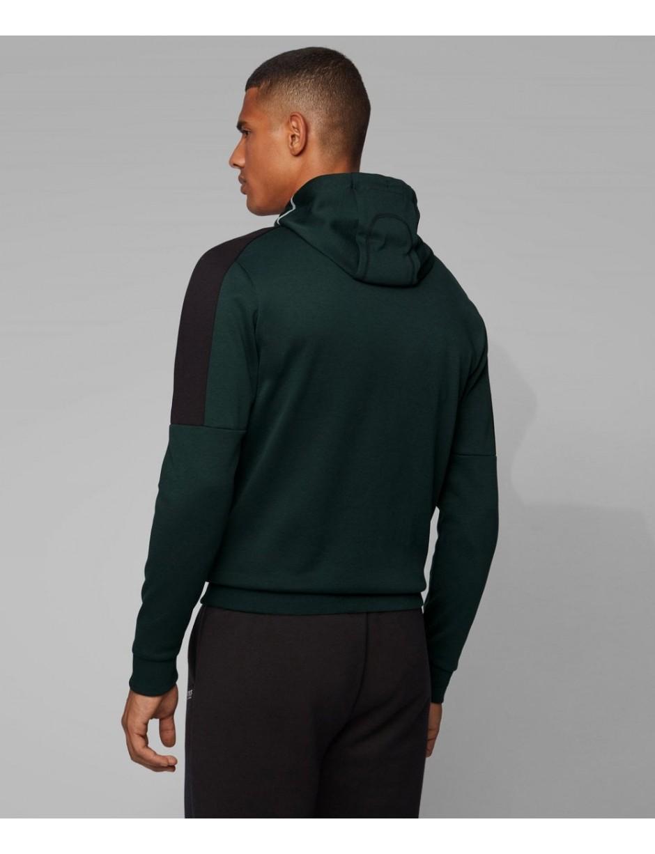 BOSS by HUGO BOSS Cotton Regular-fit Sweatshirt With Curved Logo And  Adjustable Hood in Green for Men | Lyst