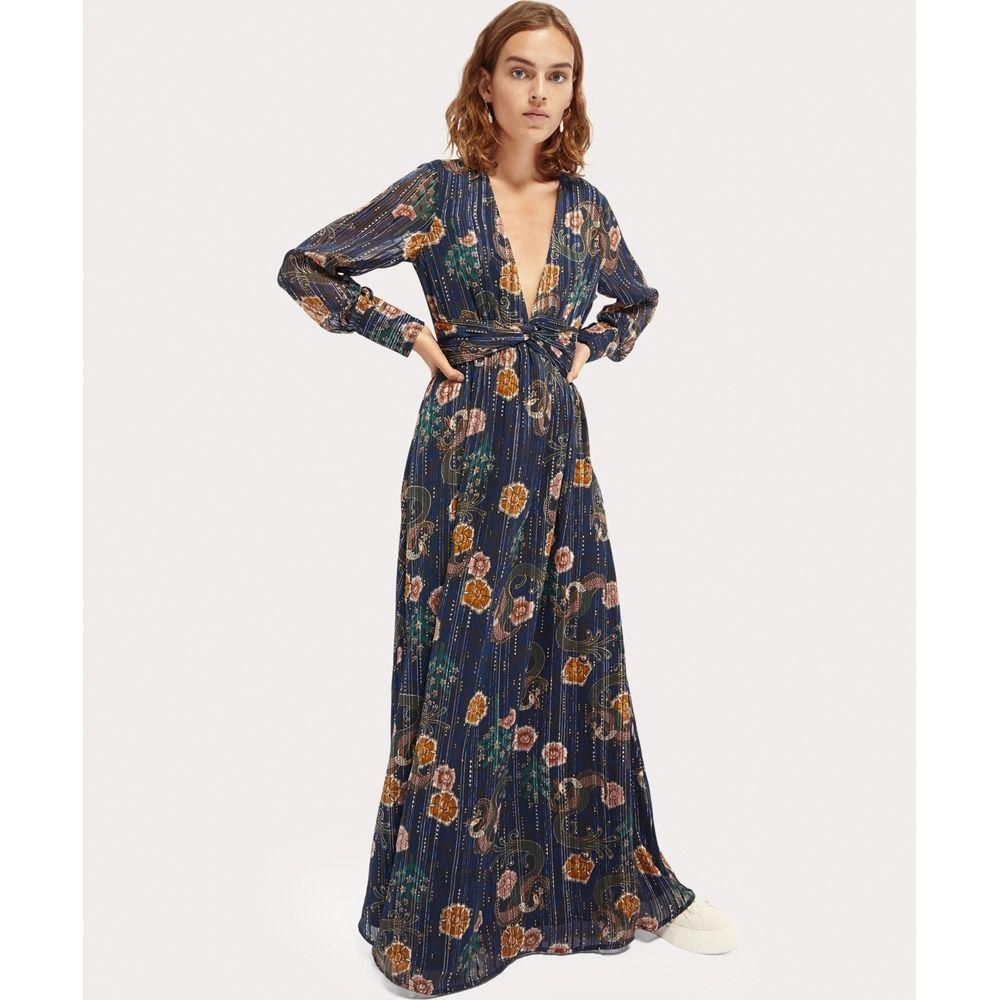 Long Sleeve Metallic Maxi Dress 