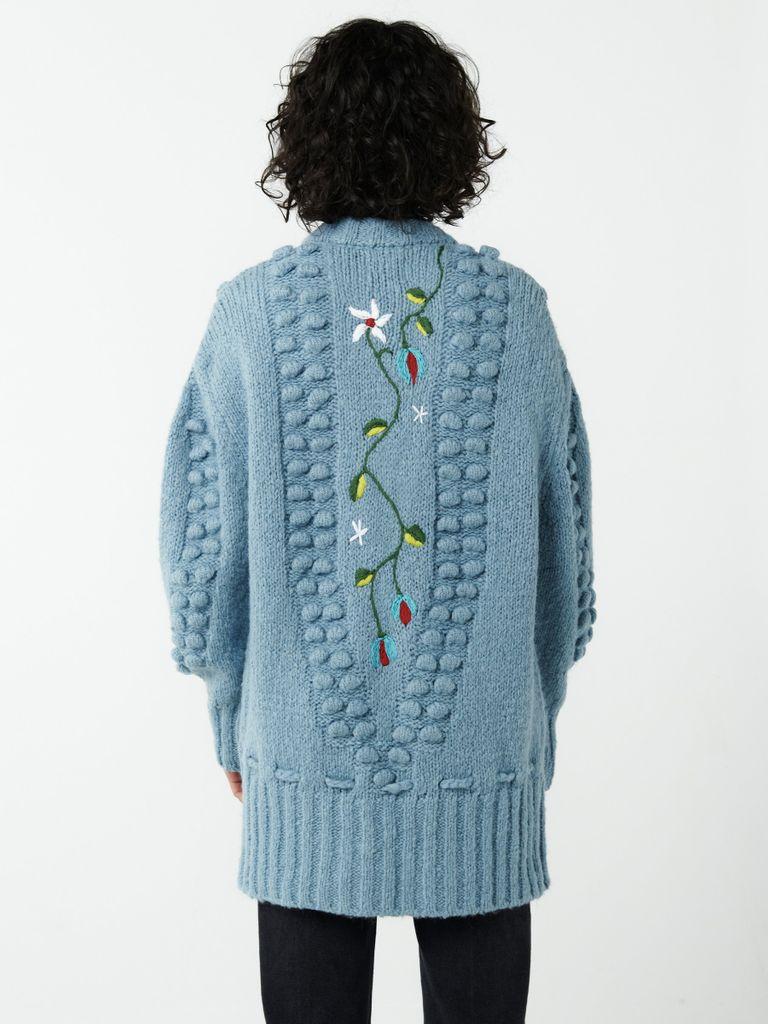 Hayley Menzies Gloria Embroidered Alpaca Wool Midi Cardigan in Blue - Lyst