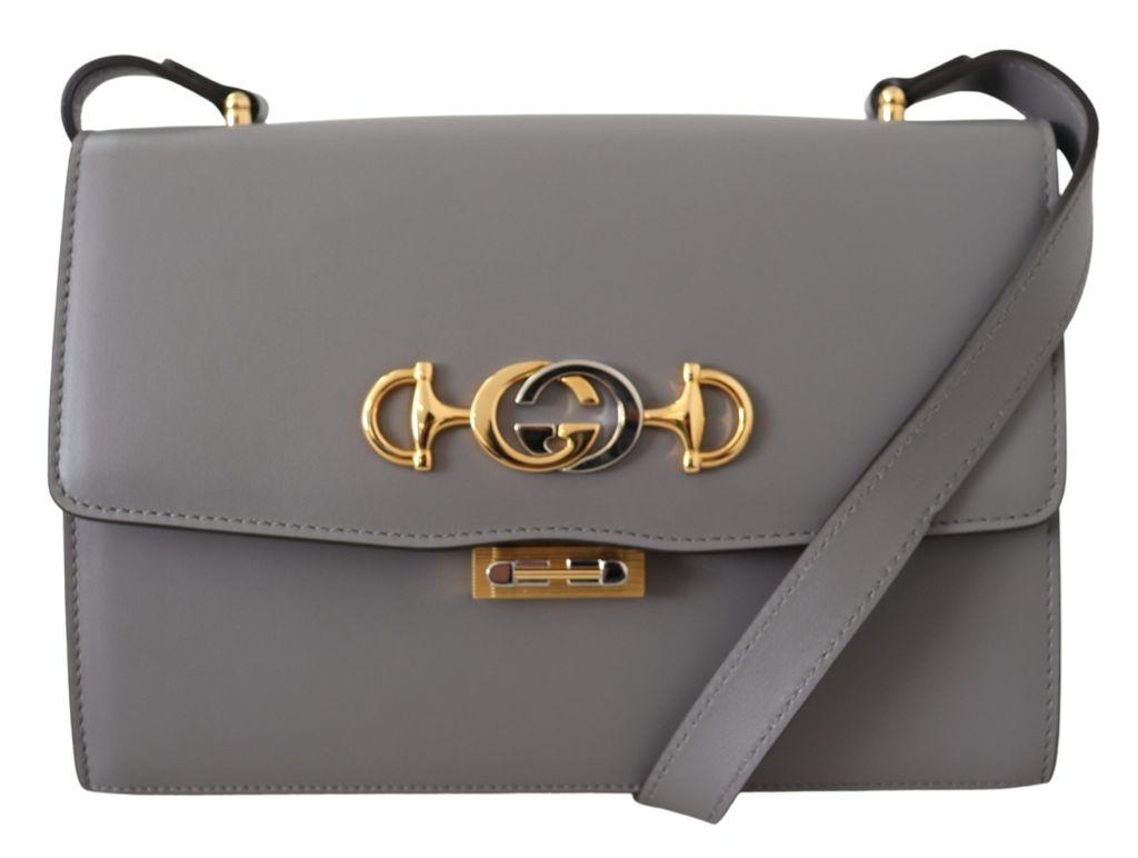 Gucci Leather Zumi Shoulder Bag in Grey 
