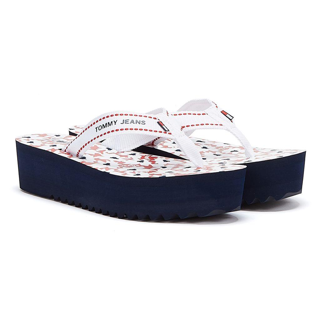 Tommy Hilfiger Tommy Jeans Webbing Wedge Beach Navy Red White Sandals in  Blue | Lyst Australia