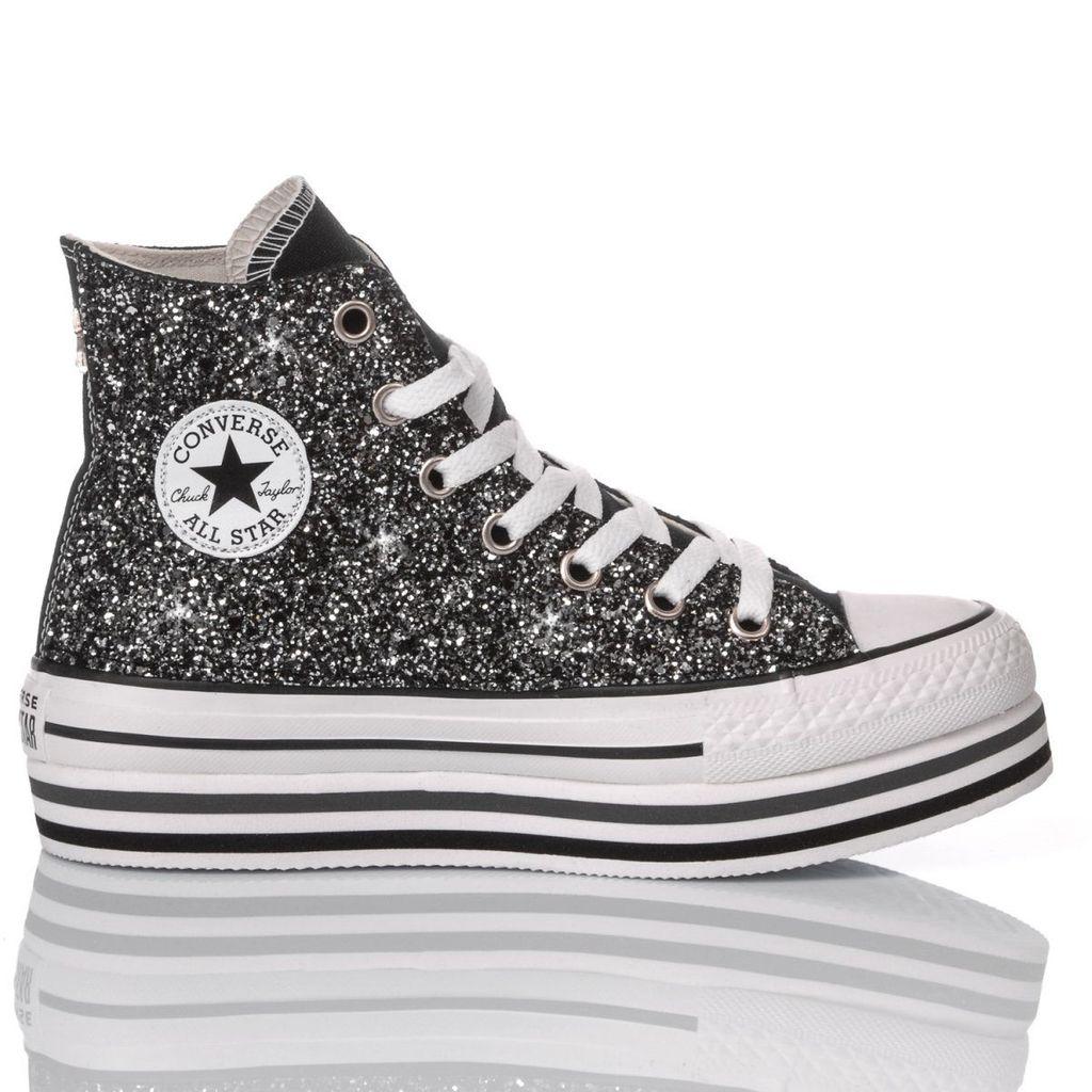 black and white glitter converse