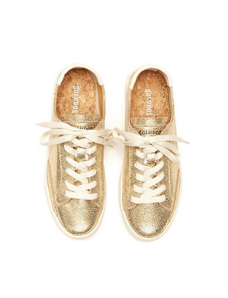 soludos gold sneakers