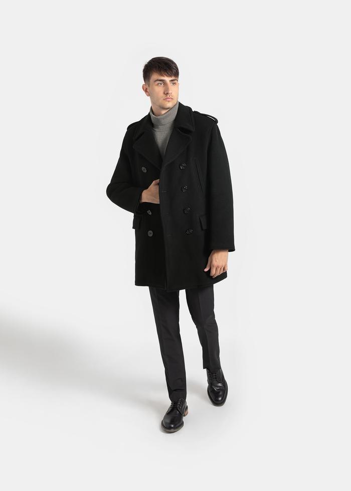 Atterley Men Clothing Coats Peacoats 70th Anniversary Churchill Reefer Coat Tartan Black 