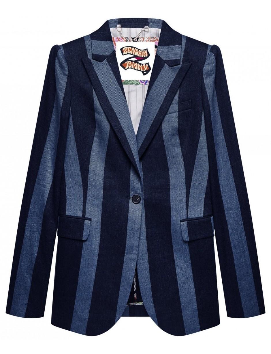 Tommy Hilfiger Linen Zendaya Stripe Blazer in Blue | Lyst