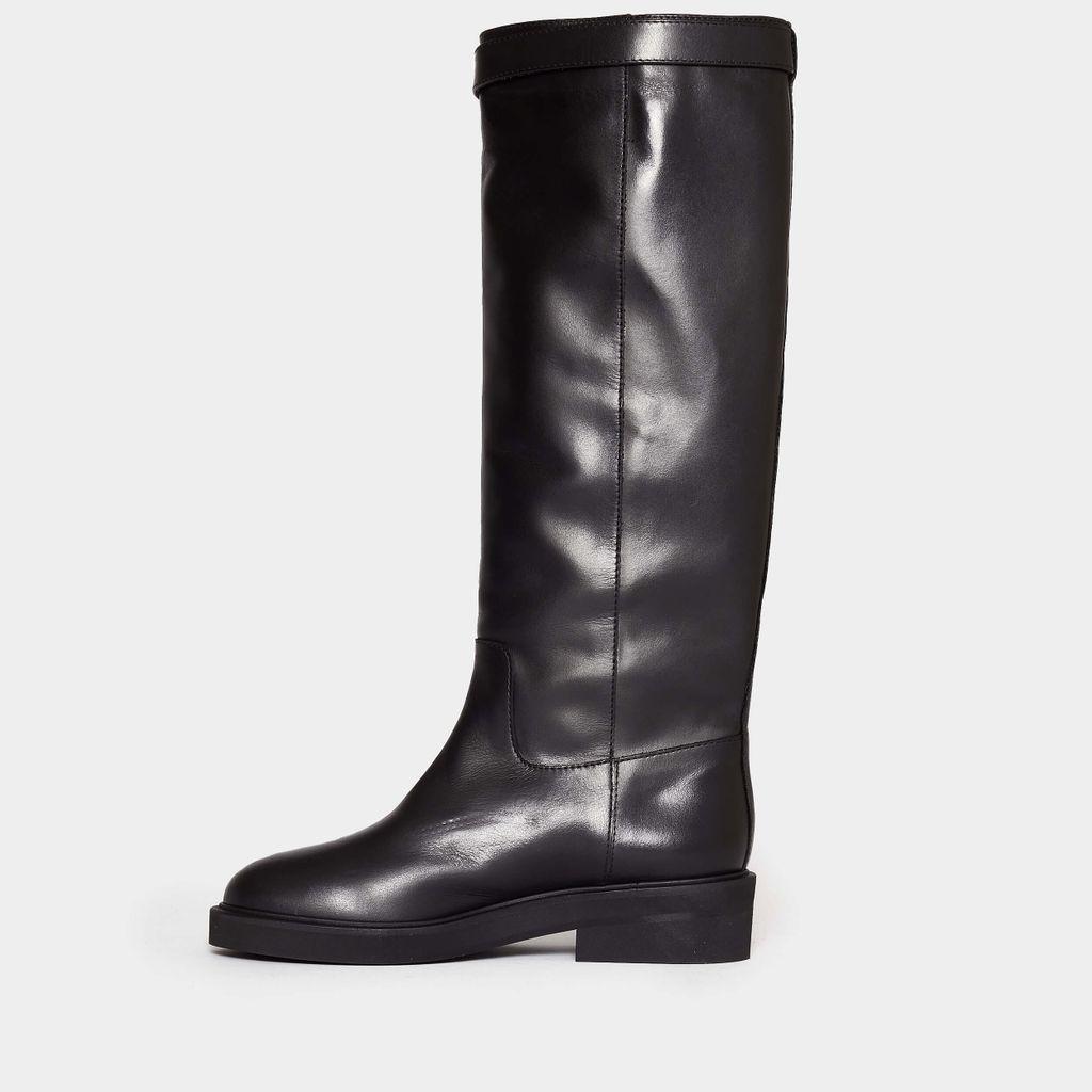 Via Roma 15 Leather Boot With Hermes Closure in Black | Lyst