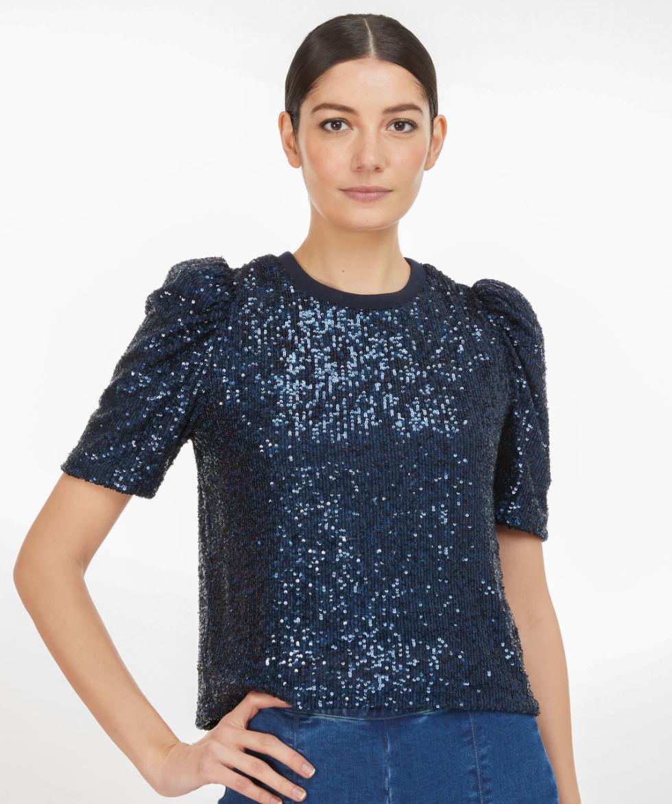 Generation Love Aleah Sequin Top | Navy in Blue | Lyst
