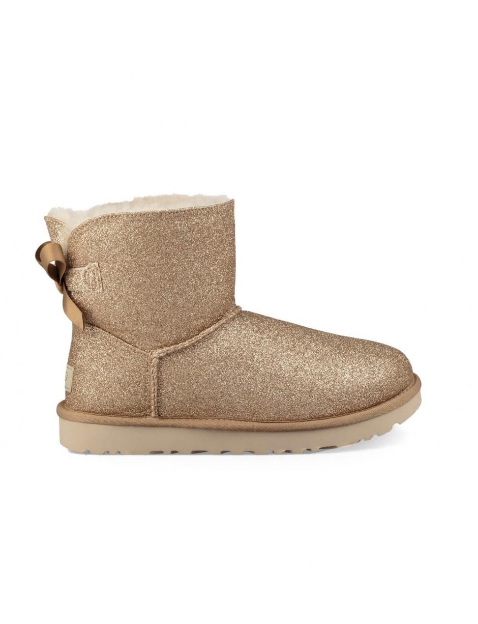 UGG Satin Mini Bailey Bow Sparkle Gold Boot 38 in Metallic - Lyst