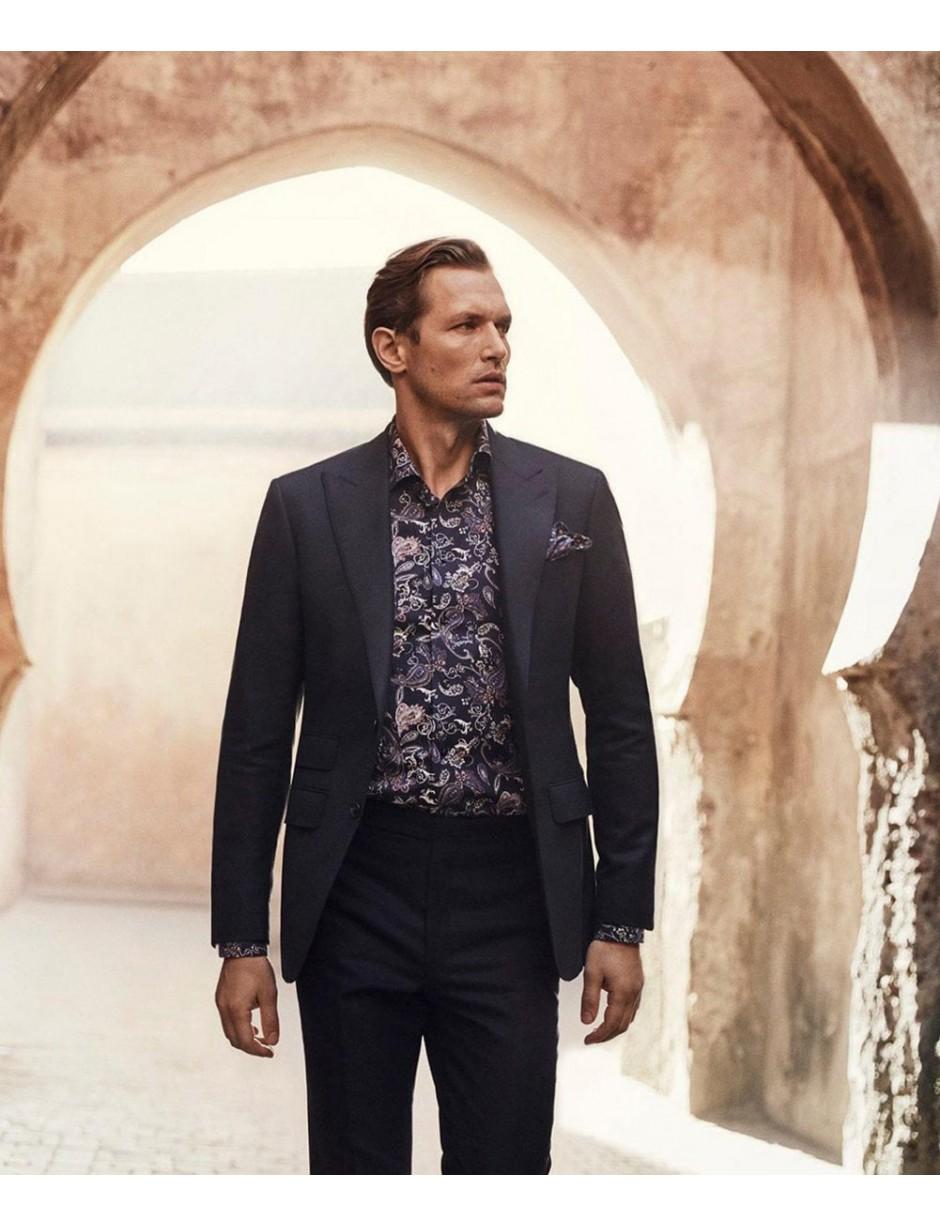 Eton Cotton Paisley Shirt in Navy (Blue 