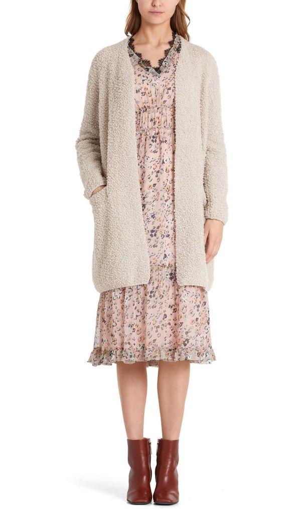 Marc Cain Wool Boucle Knitted Coatigan In Soft Almond - Lyst