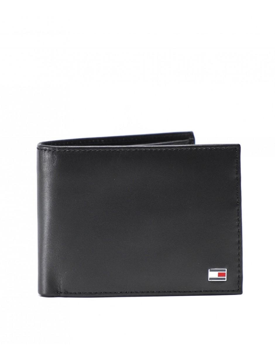 tommy hilfiger eton mini billfold leather wallet in black