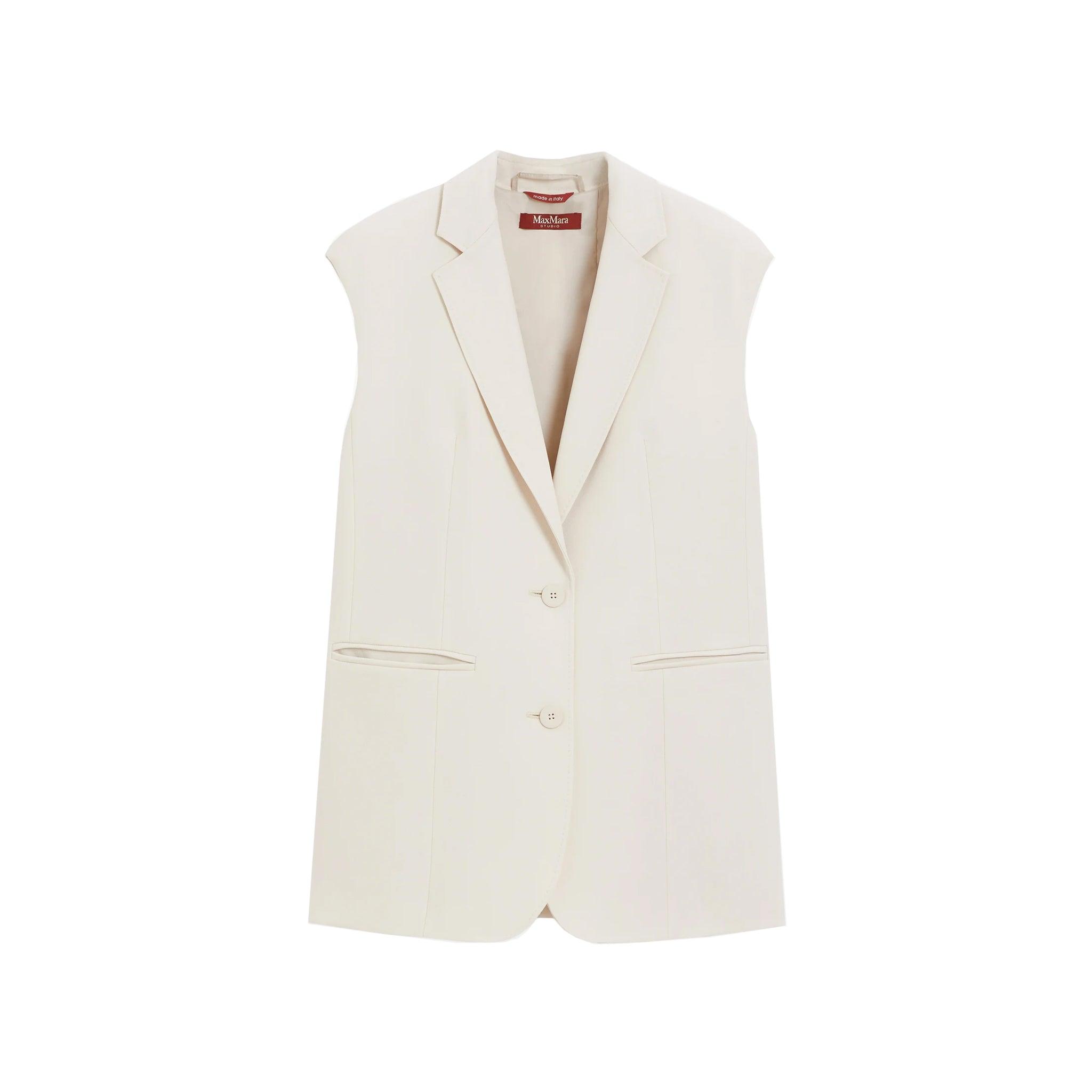 Max Mara Studio Estella Wool Vest Jacket in White | Lyst