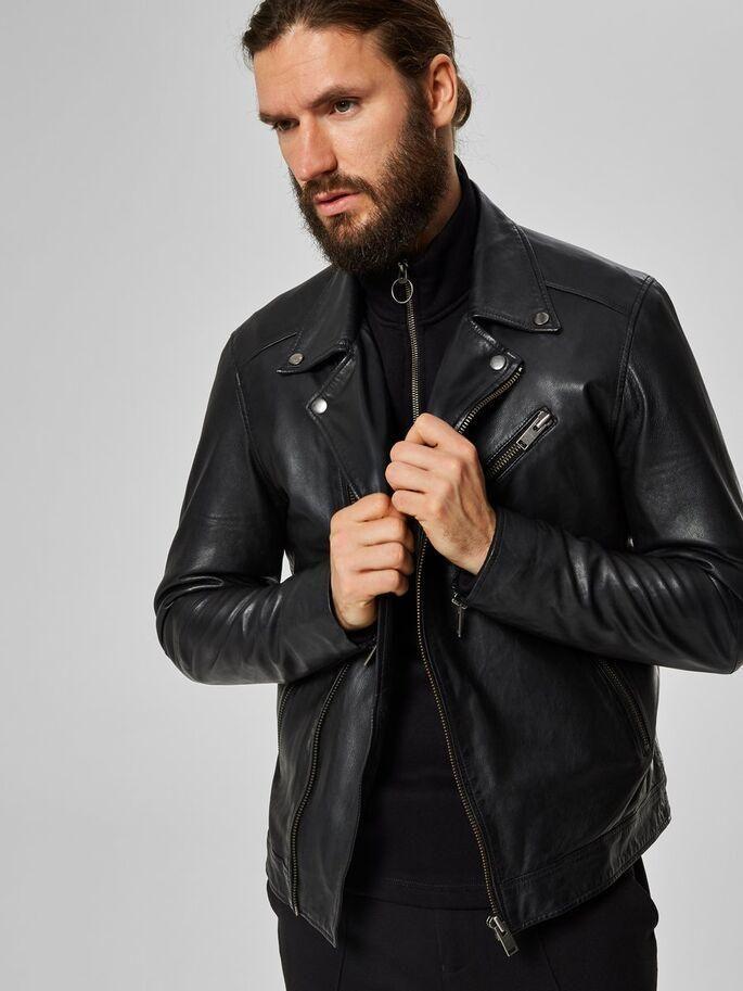 selected biker leather jacket