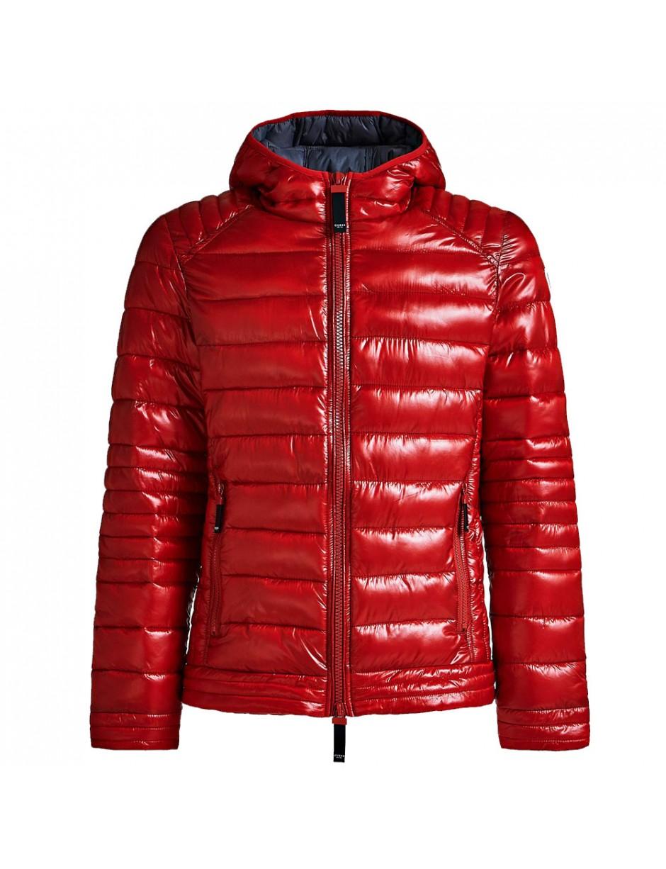 Guess Synthetic Patent Look Puffa Jacket in Red for Men - Lyst