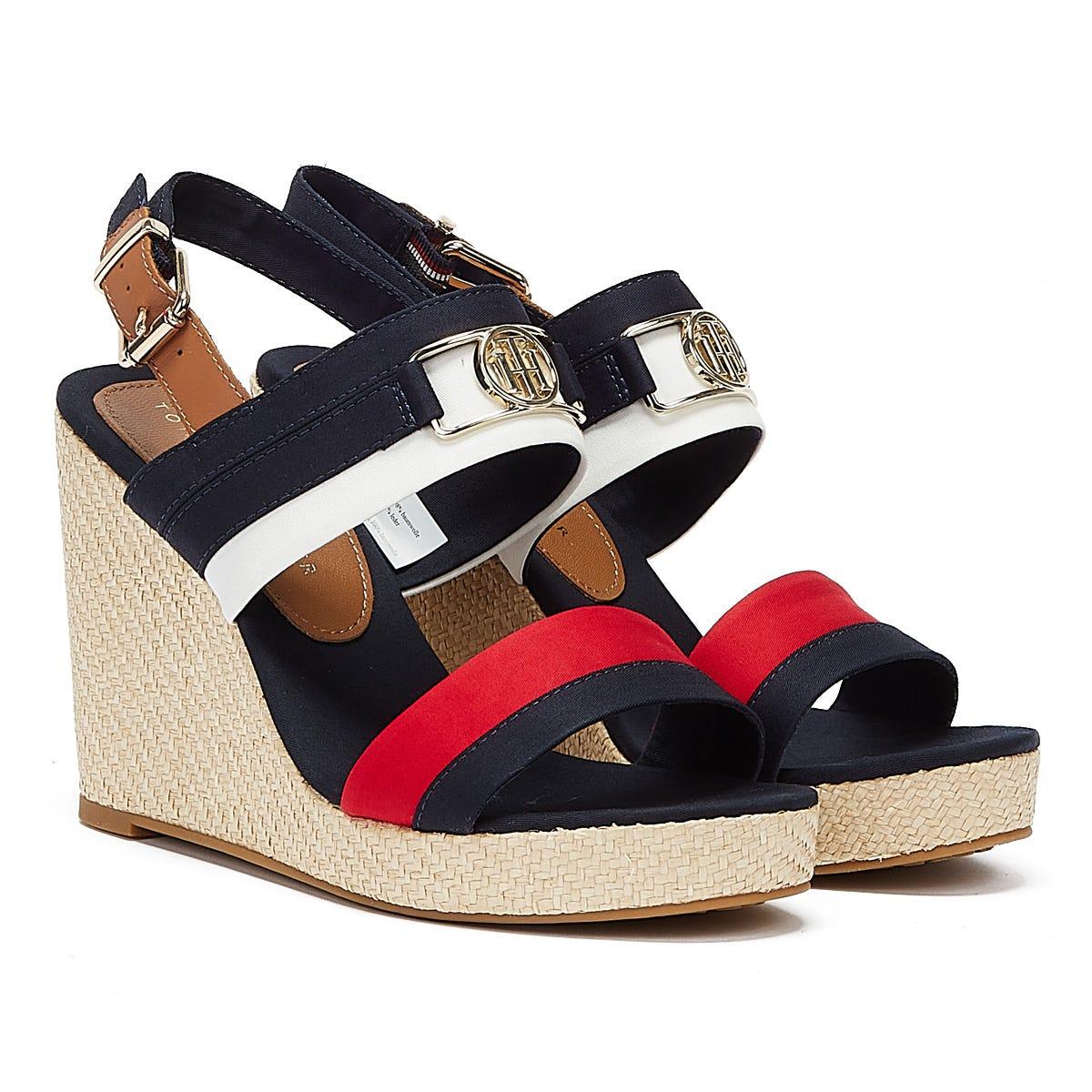 Tommy Hilfiger Cotton Essential Tommy High Wedge Wedges in Blue | Lyst