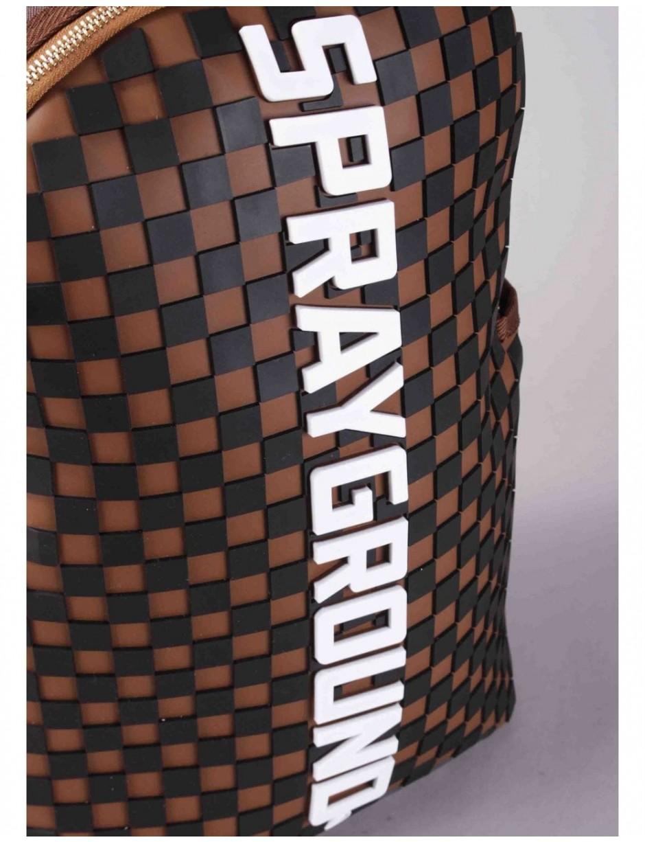 sprayground rubber checkered logo backpack