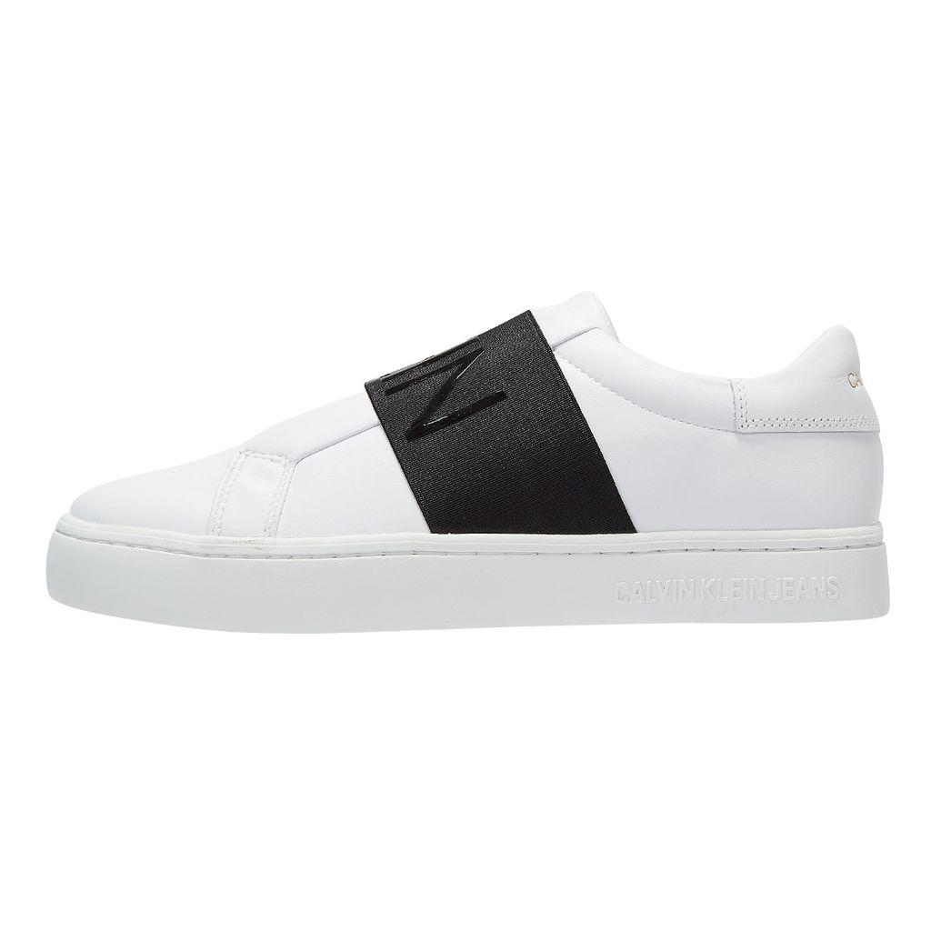 calvin klein jeans cupsole elasticated womens white trainers