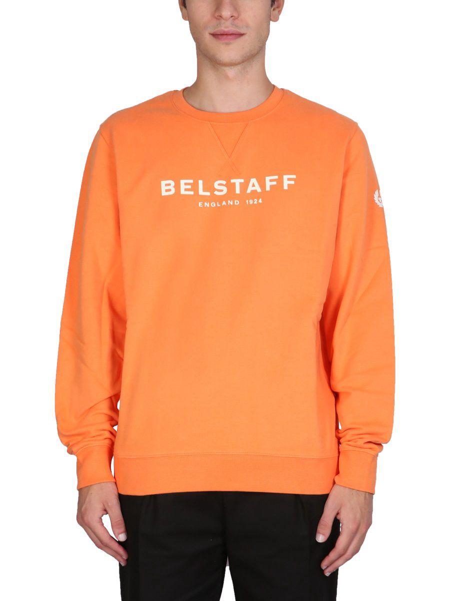 Belstaff Cotton Sweatshirt With Logo Print in Orange for Men - Save 40% |  Lyst