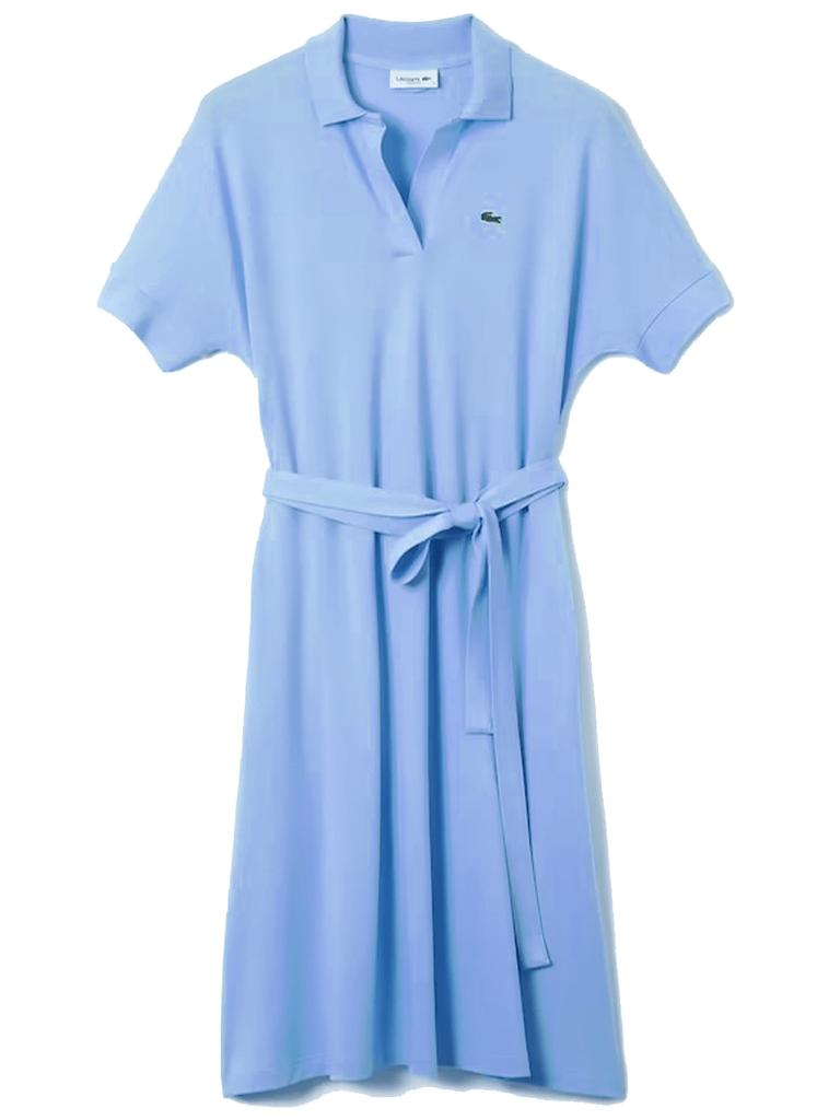 Lacoste Cotton Robe Polo Loose Fit À Col V Cintrée En Piqué Fluide in Blue  - Lyst