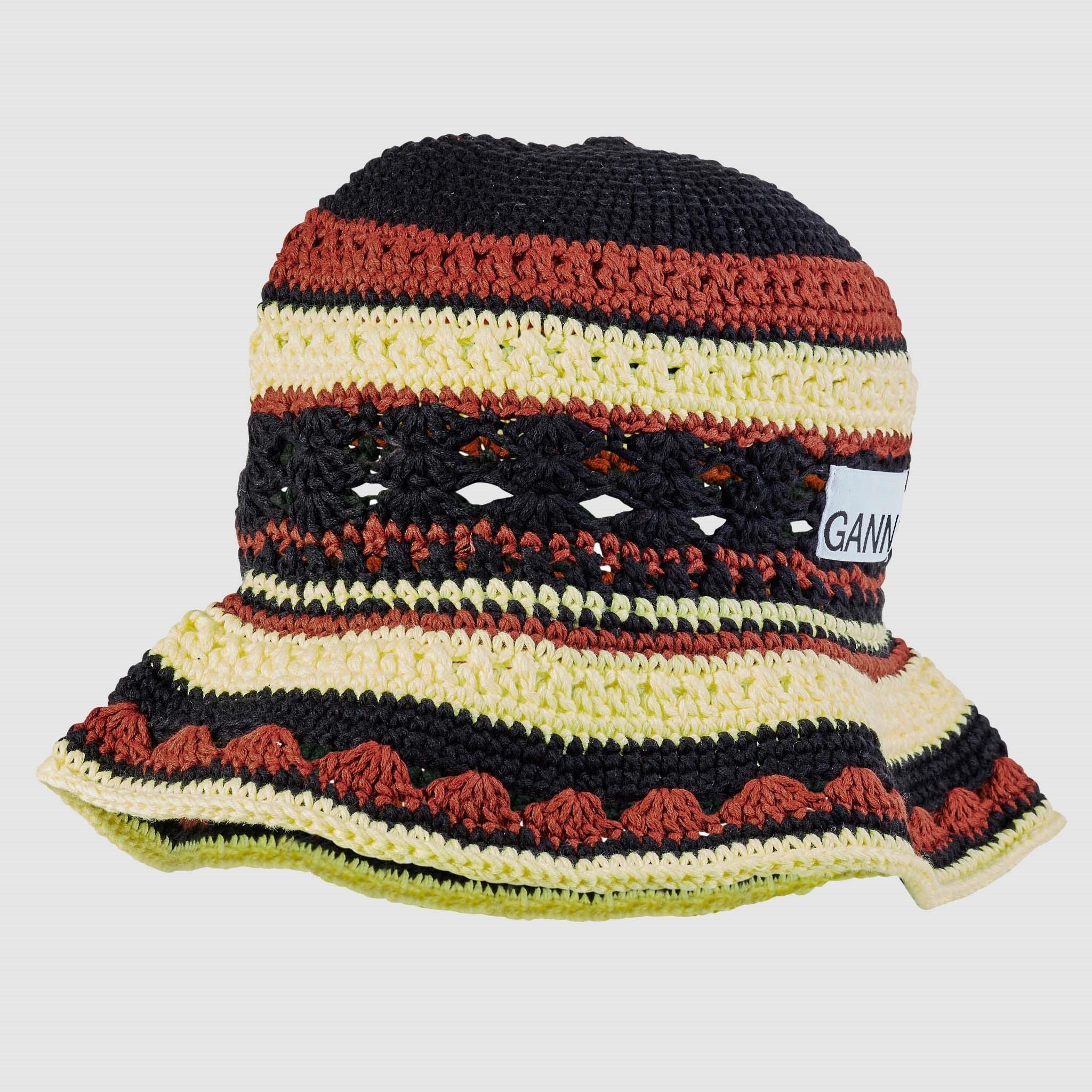 Ganni Cotton Crochet Bucket Hat in 